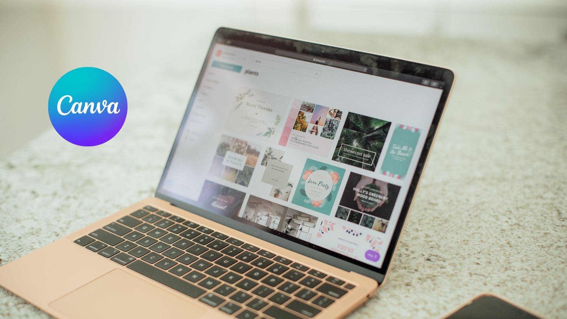 Image of a computer with Canva open on the screen