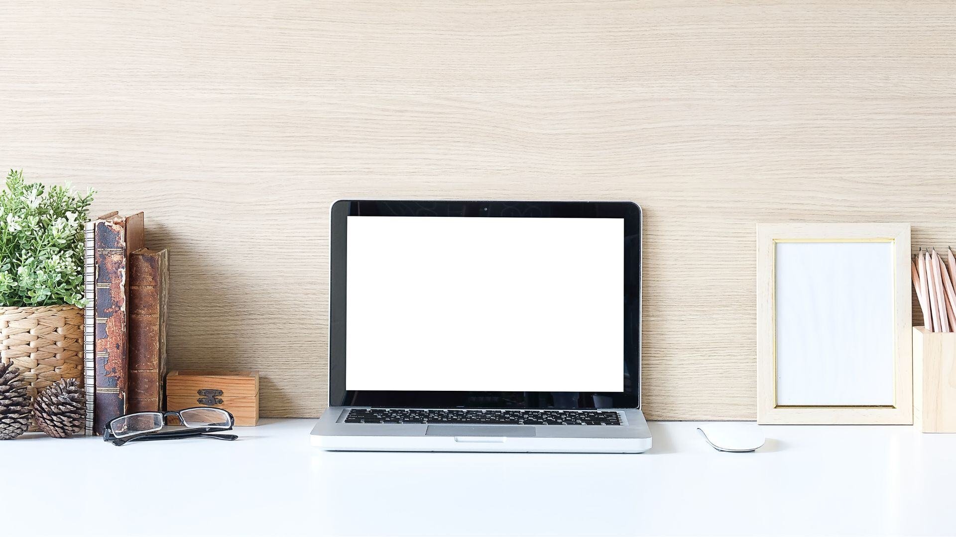 clean desk with very minimal decor